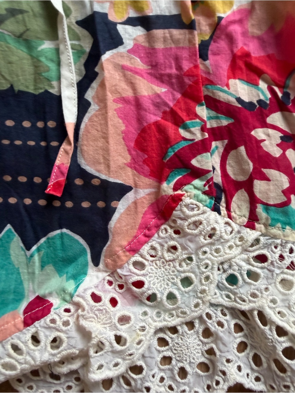 Johnny Was Multicolor Floral Crochet Trim Tunic - Picture 3 of 4